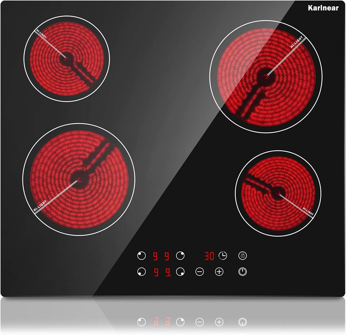 4 Burner Electric Radiant Cooktop with Residual Heat Indicator S370076