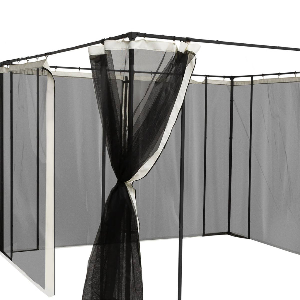 4-Panel Mesh Mosquito Netting Sidewalls with Zippers for Patio Gazebo A207896