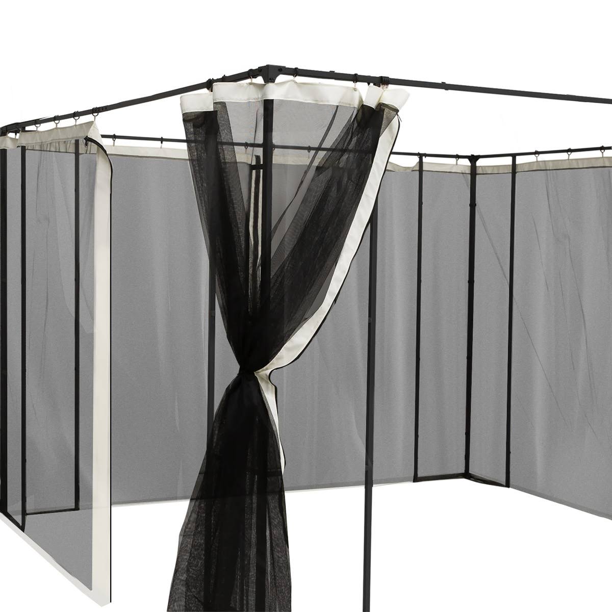 4-Panel Mesh Mosquito Netting Sidewalls with Zippers for Patio Gazebo A207896