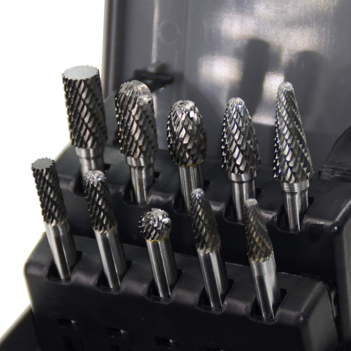 10pcs Tungsten Carbide Rotary File Burrs Set with 1/4'' Shank Double Cut P8068
