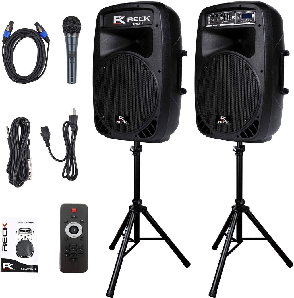 12-Inch 1000 Watts 2-Way Powered PA Speaker System with Bluetooth Y885