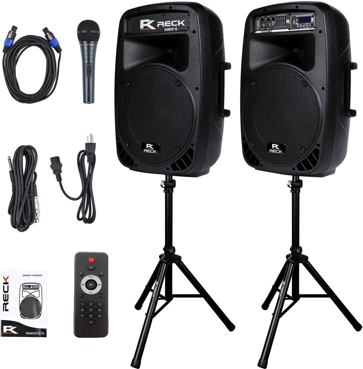 12-Inch 1000 Watts 2-Way Powered PA Speaker System with Bluetooth Y885