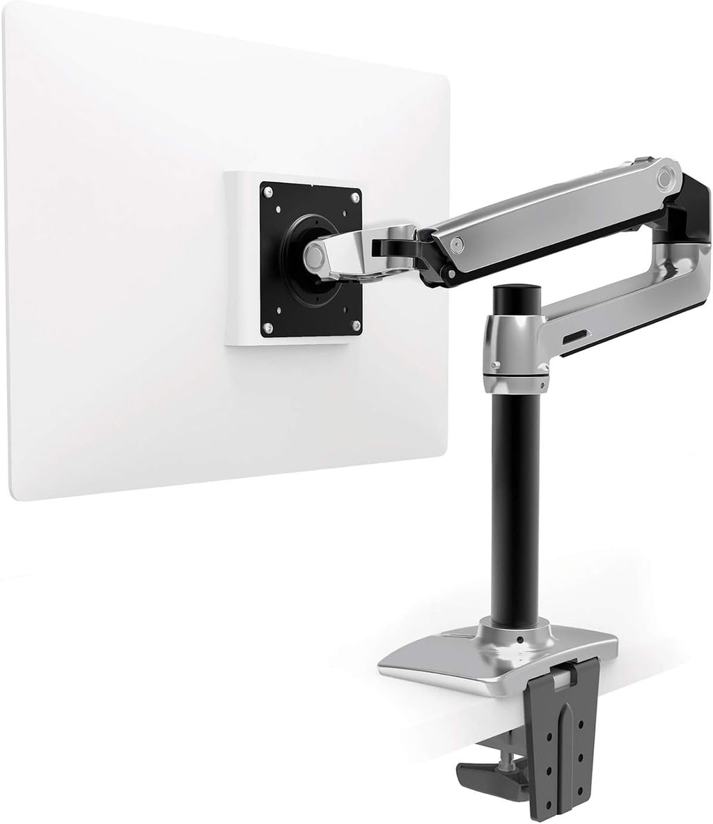 White Tall Pole Single Monitor Arm Desk Mount I9230