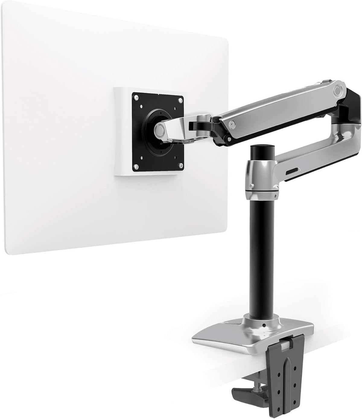 White Tall Pole Single Monitor Arm Desk Mount I9230