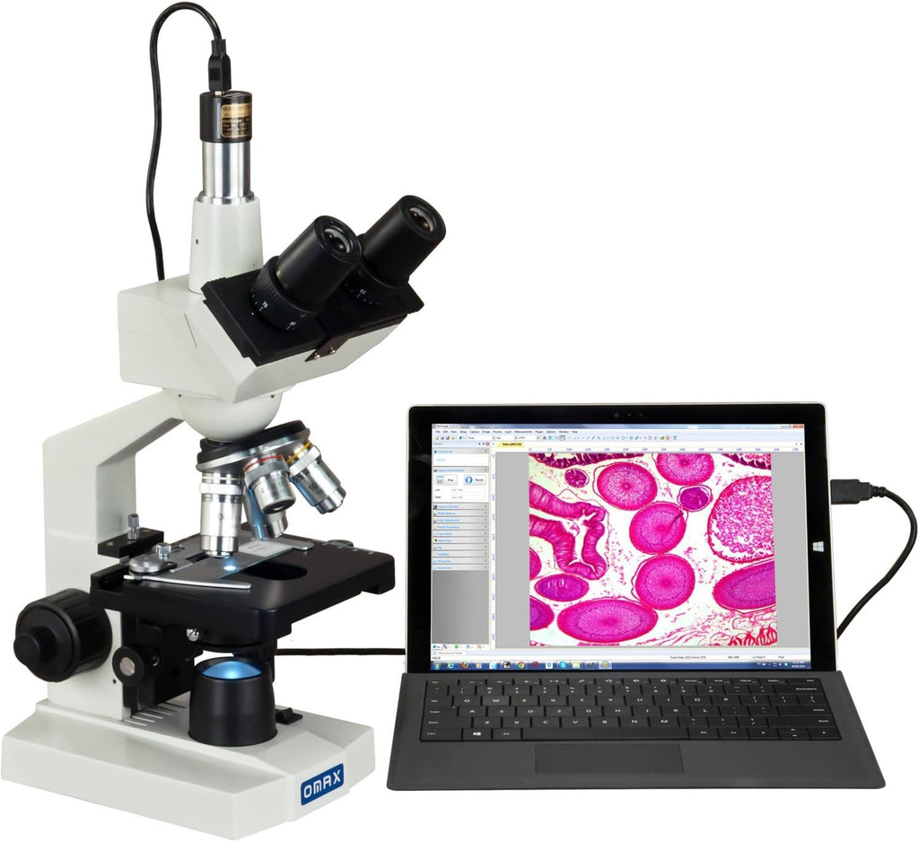 40X-2500X LED Digital Trinocular Compound Microscope with 5MP Camera and Mechanical Stage B223