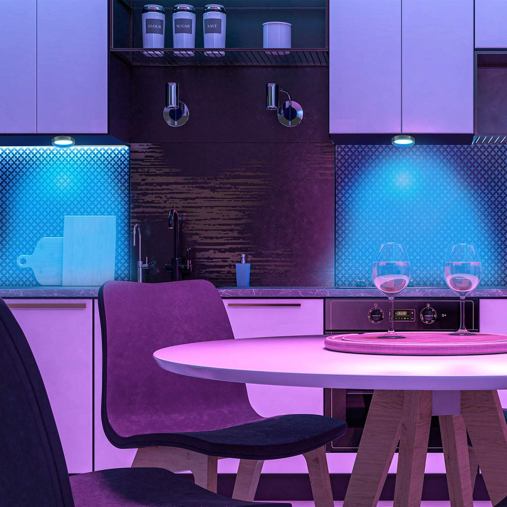 8 Pack LED Dimmable Under Cabinet RGB Puck Lights with Remote Y8344