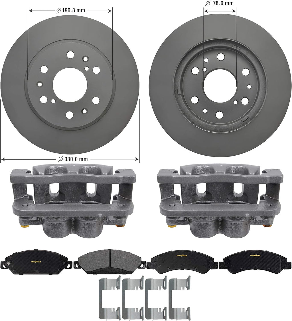 Front Brake Kit Calipers Rotors Ceramic Pads H411726