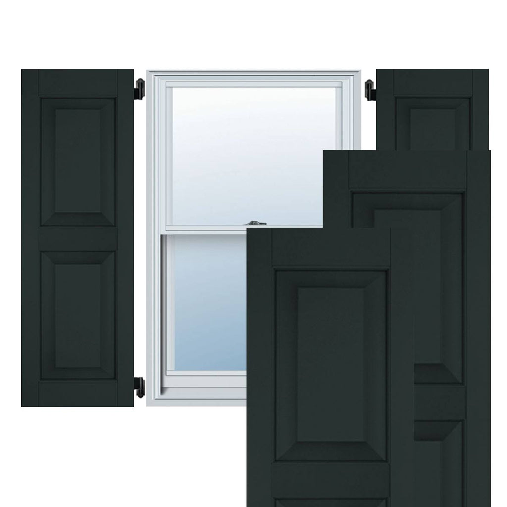18 in. x 33 in. Exterior Real Wood Raised Panel Shutters Pair Dark Green E375