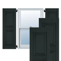 18 in. x 33 in. Exterior Real Wood Raised Panel Shutters Pair Dark Green E375