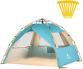 Beach Tent with SPF UV 50+ Protection, 4 Person Pop Up Beach Shade E571798
