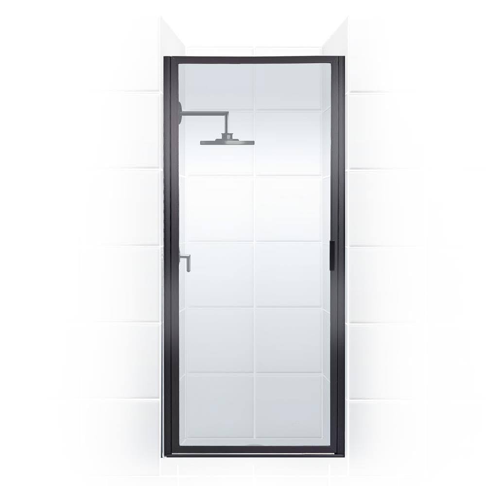 29 inch x 82 inch Framed Continuous Hinge Shower Door, Black T45457