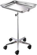 Adjustable Stand Stainless Steel Removable Tray with Dual Wheel Shielded Nylon Casters Mobile Base 17 lbs. Weight Capacity Pack of 2 A146