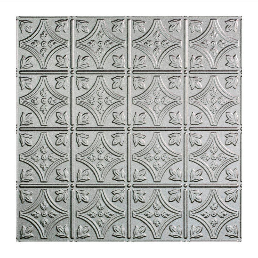 Argent Silver Decorative Vinyl Ceiling Tile 2ft x 2ft 5 Pack P982