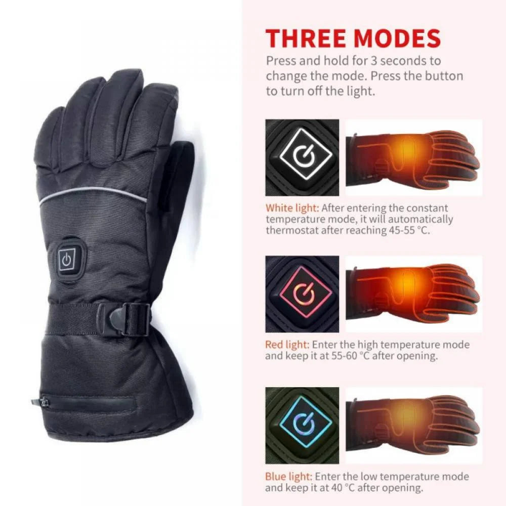 Electric Battery Heated Gloves, Waterproof Touchscreen, 3 Heating Mode Winter Warm Gloves V345