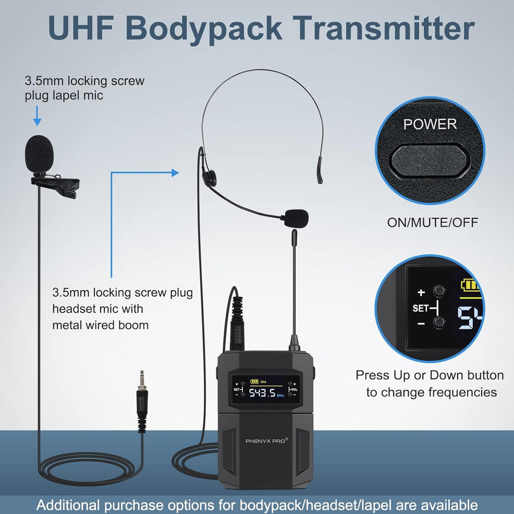 UHF Wireless Microphone System with 30 Adjustable Frequencies H41283