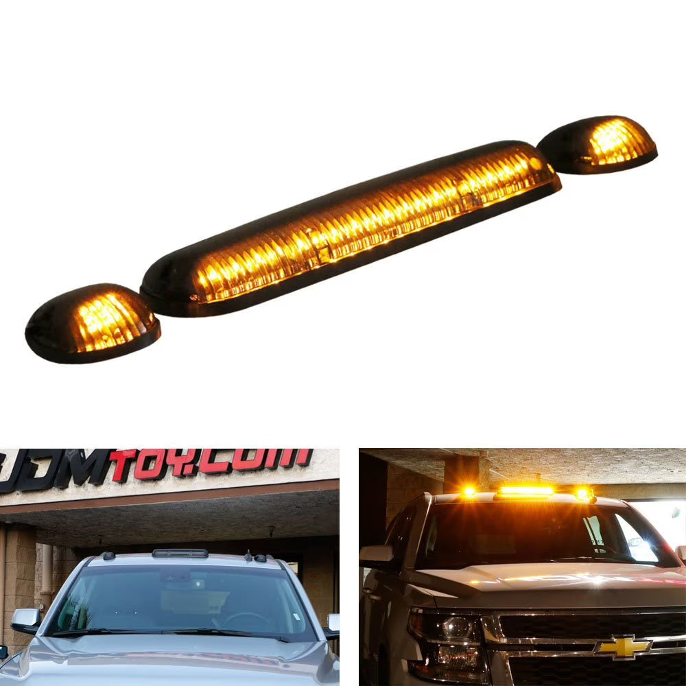 Black Smoked LED Cab Roof Top Marker Running Lamps With Amber LED Lights C510907