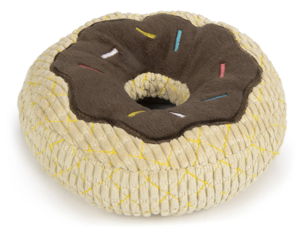 Chocolate Donut Durable Plush Squeaker Dog Toy, Brown, Large T438