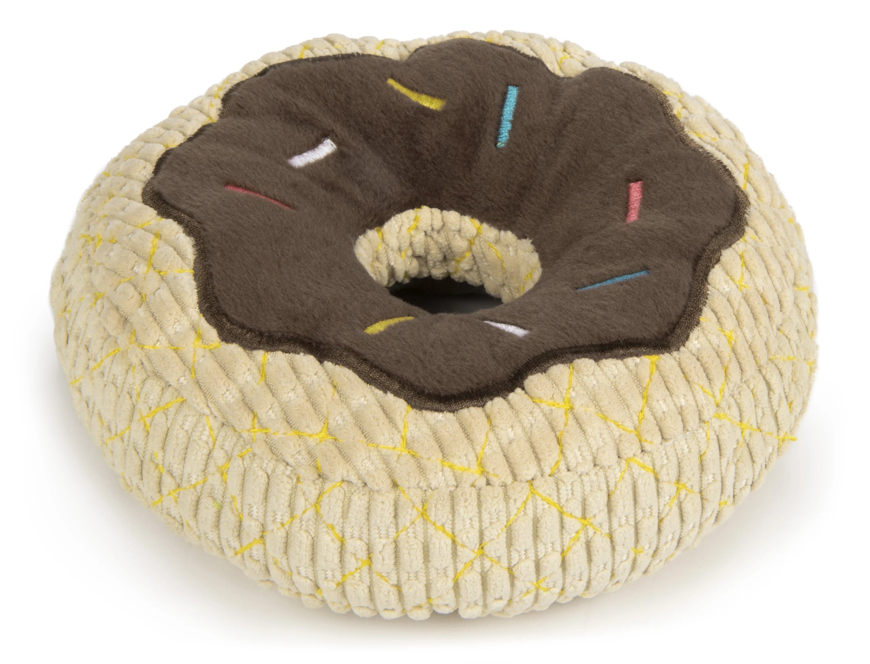 Chocolate Donut Durable Plush Squeaker Dog Toy, Brown, Large T438