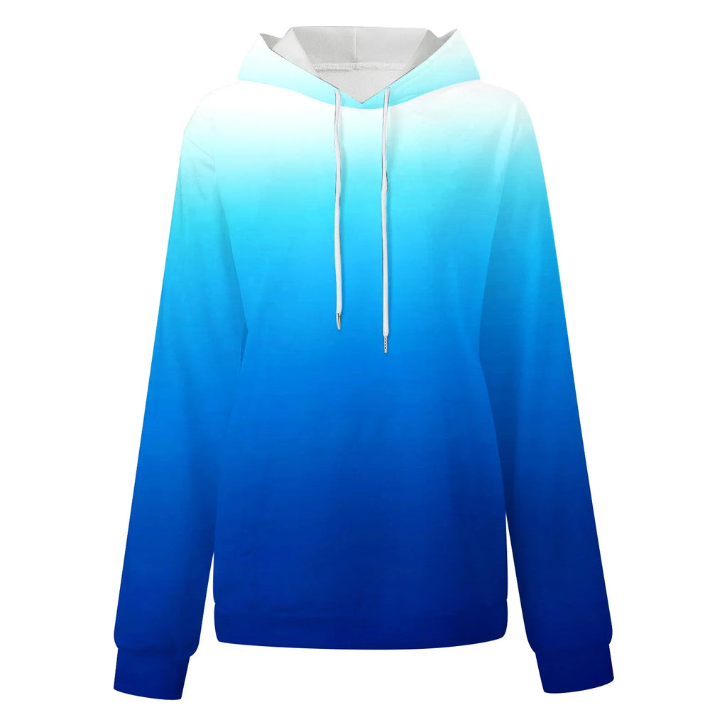 Casual Gradient Printing Long Sleeve Oversize Hooded Pullover Tops W926557