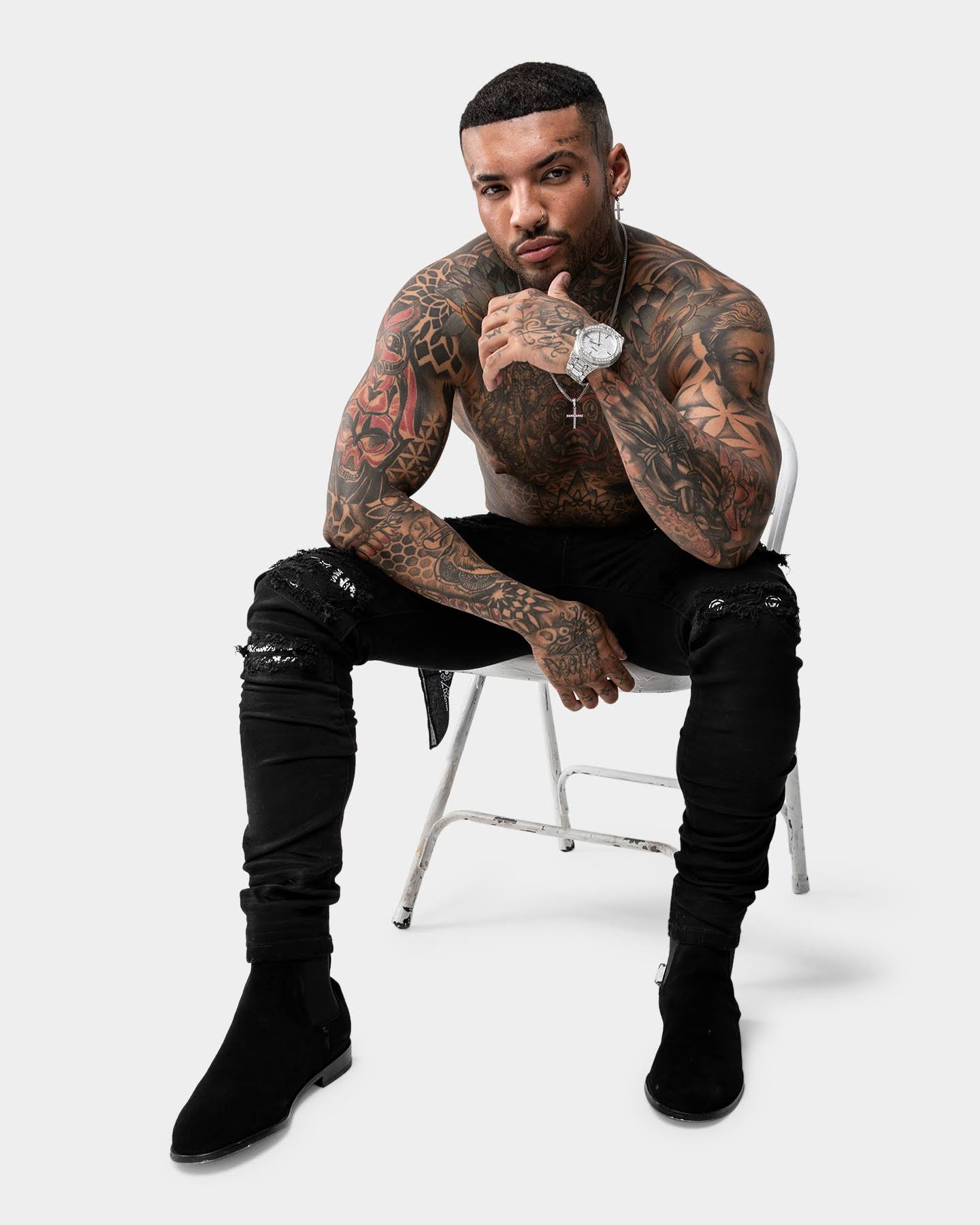 Black/White Bandana Jean F10806