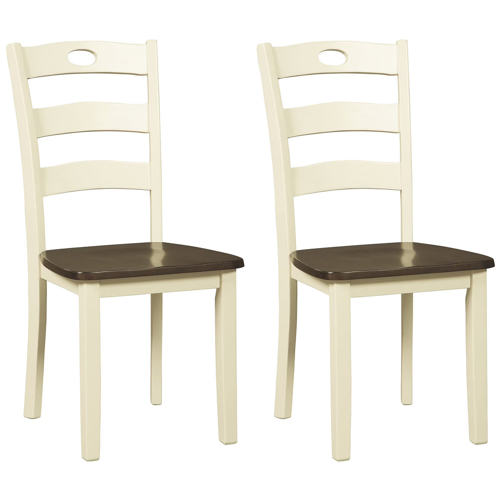 Cream & Brown Ladderback Dining Chair, Set of 2 P90351