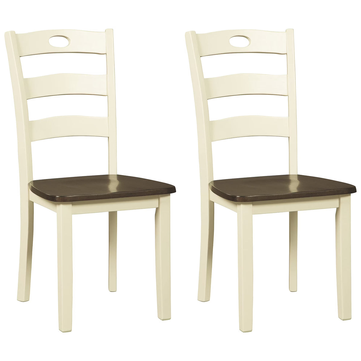 Cream & Brown Ladderback Dining Chair, Set of 2 P90351