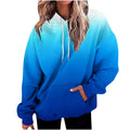 Casual Gradient Printing Long Sleeve Oversize Hooded Pullover Tops W926557