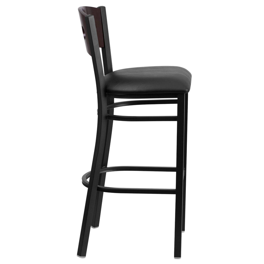 Walnut and Black Upholstered Bar Stool S727