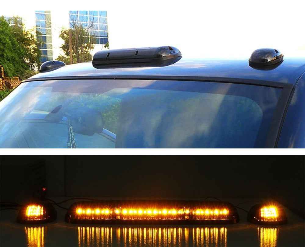 Black Smoked LED Cab Roof Top Marker Running Lamps With Amber LED Lights C510907