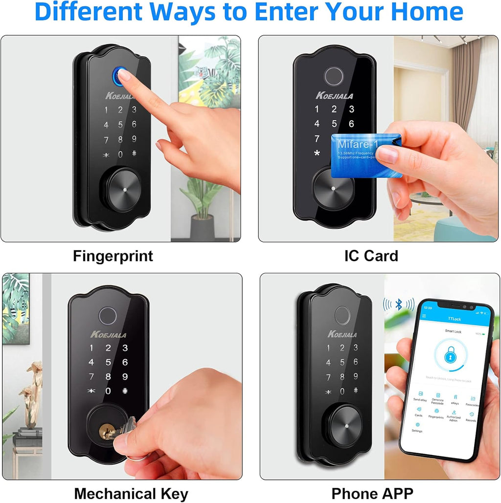 Smart Lock Fingerprint Keyless Entry Door Lock with Keypad WiFi Digital Electronic Deadbolt P66146