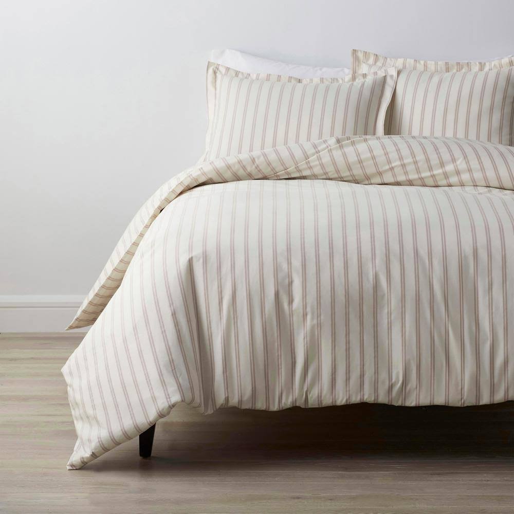 Pink Cotton Percale Queen Duvet Cover A637