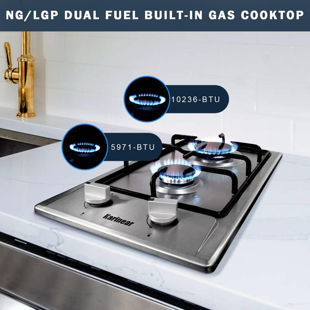 12" 2 Burner Drop-in Stainless Steel Gas Cooktop P19494