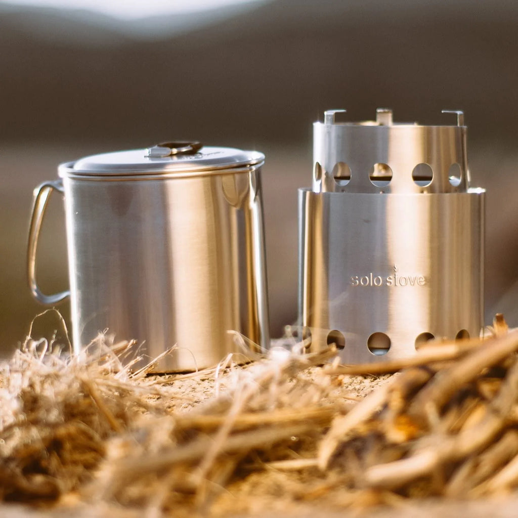 Portable Wood Burning Campstove with 900 ml Pot, 304 Stainless Steel, Compact J4761