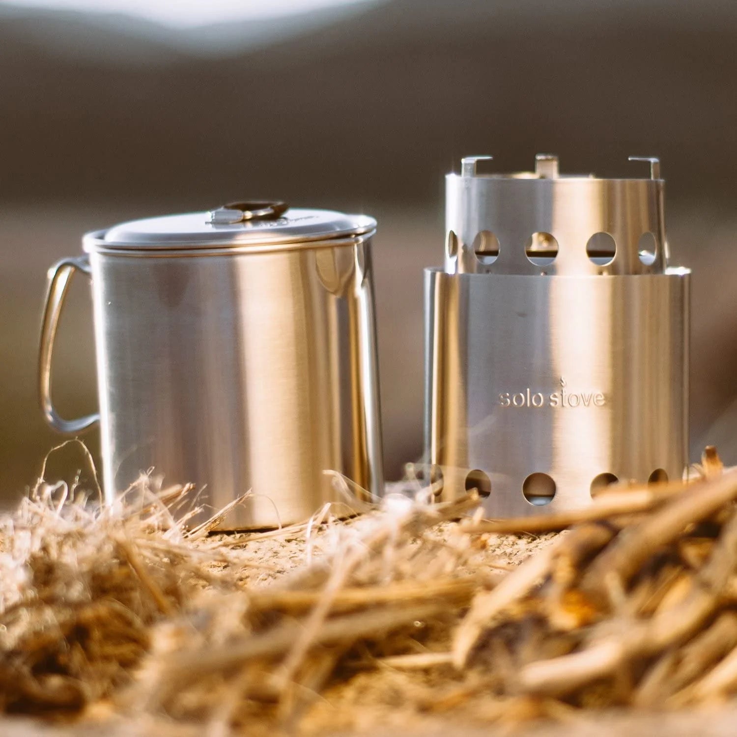 Portable Wood Burning Campstove with 900 ml Pot, 304 Stainless Steel, Compact J4761