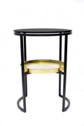 Black Brass Side Table with Smoke Glass C19590