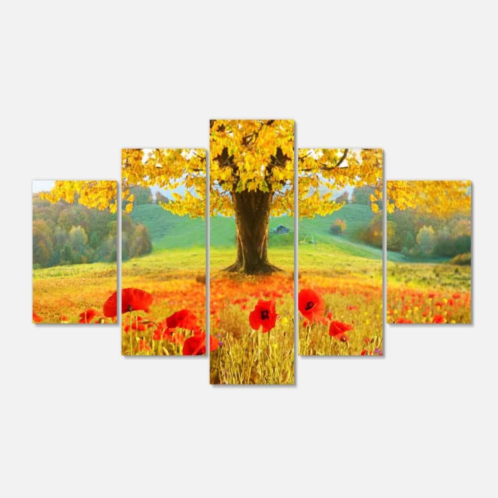 Modern Floral Canvas Art - 60x32 5 Panels T304