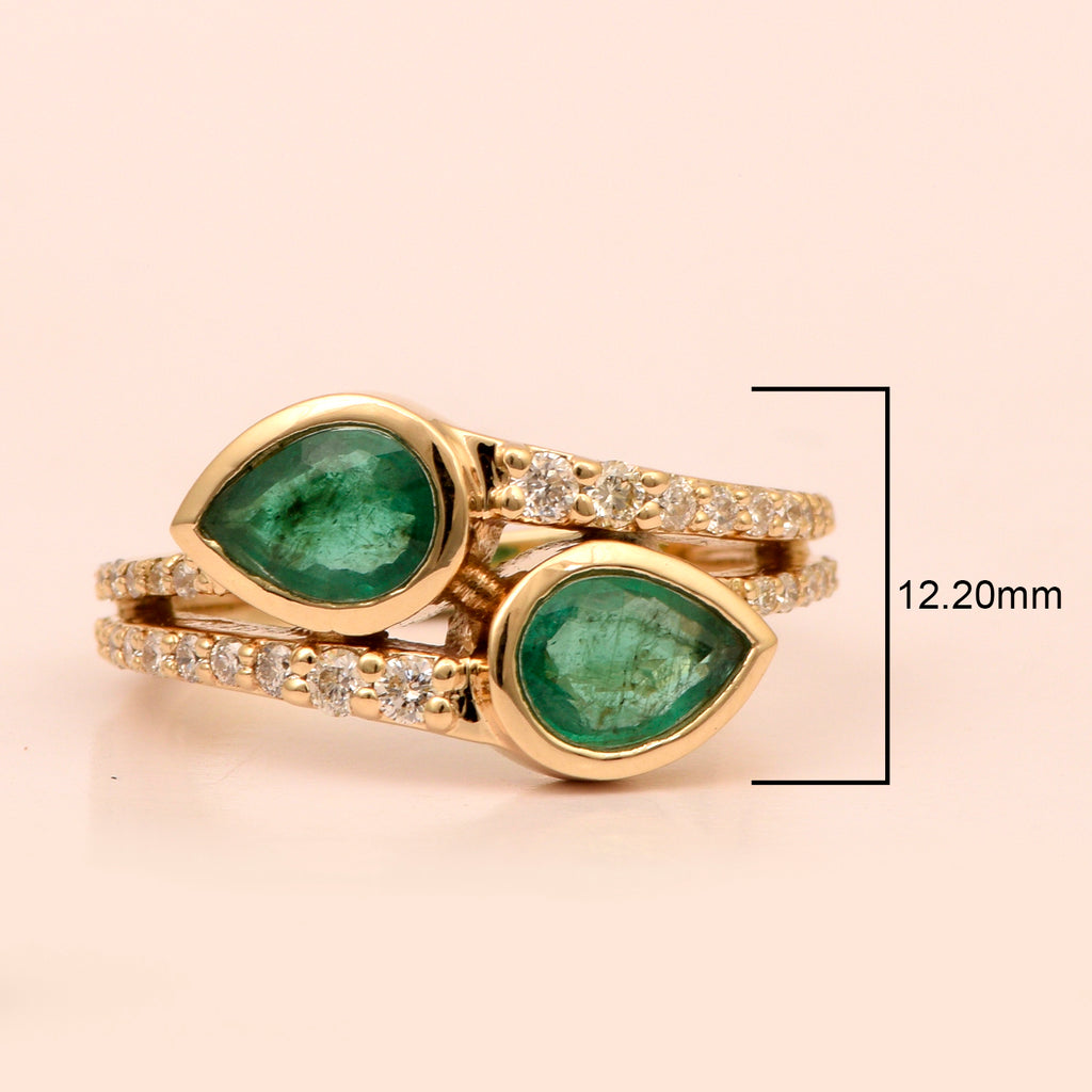 14K Solid Gold Pear Shaped White Diamond Halo Ring R78598