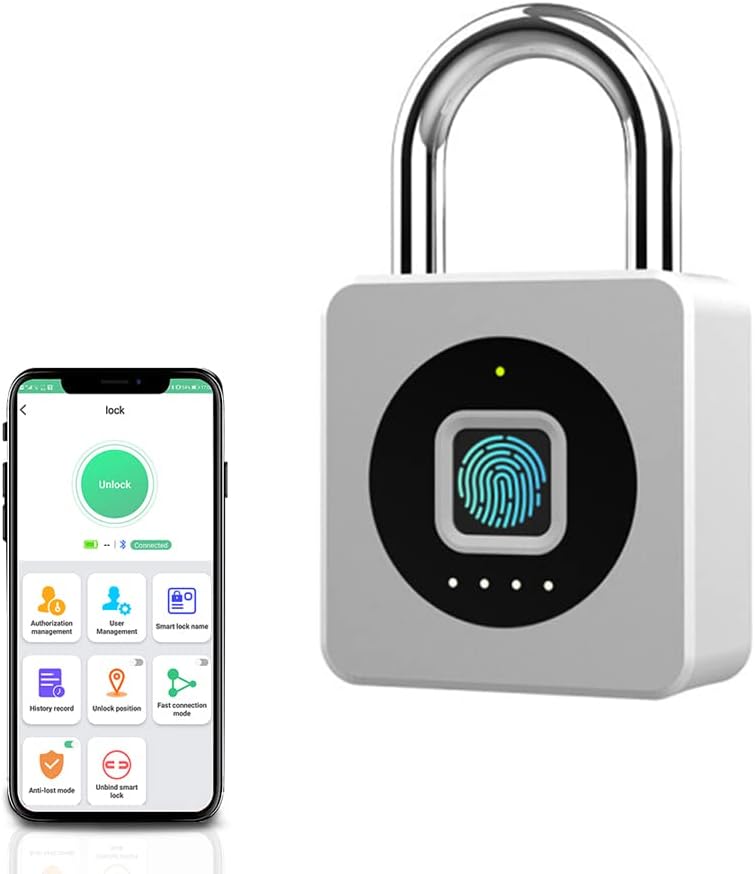 Fingerprint Padlock, Keyless, Waterproof, Pack of 2 Z471