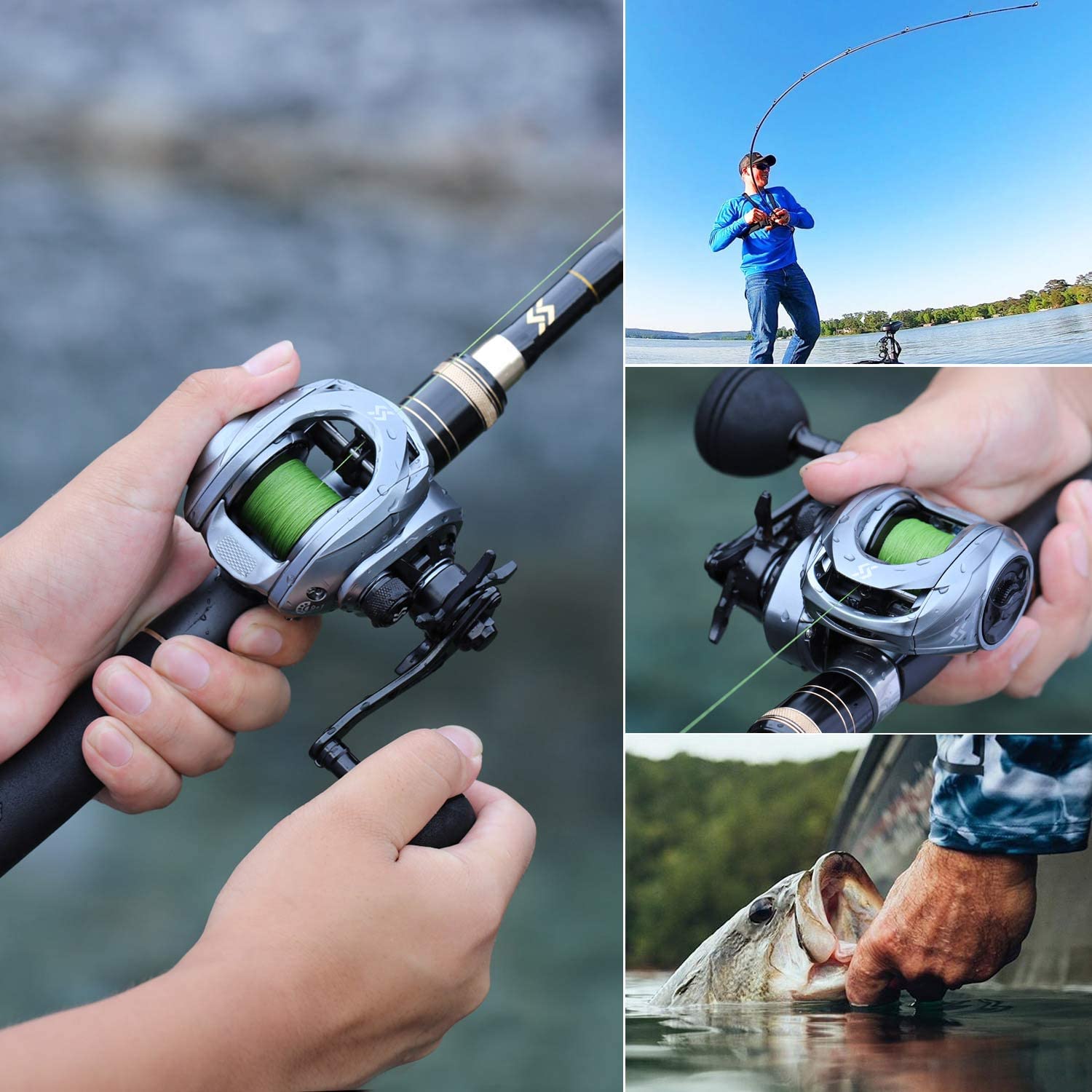 Baitcasting Fishing Reel with 9+1 Ball Bearings, Gear Ratio 8.0:1 S3303