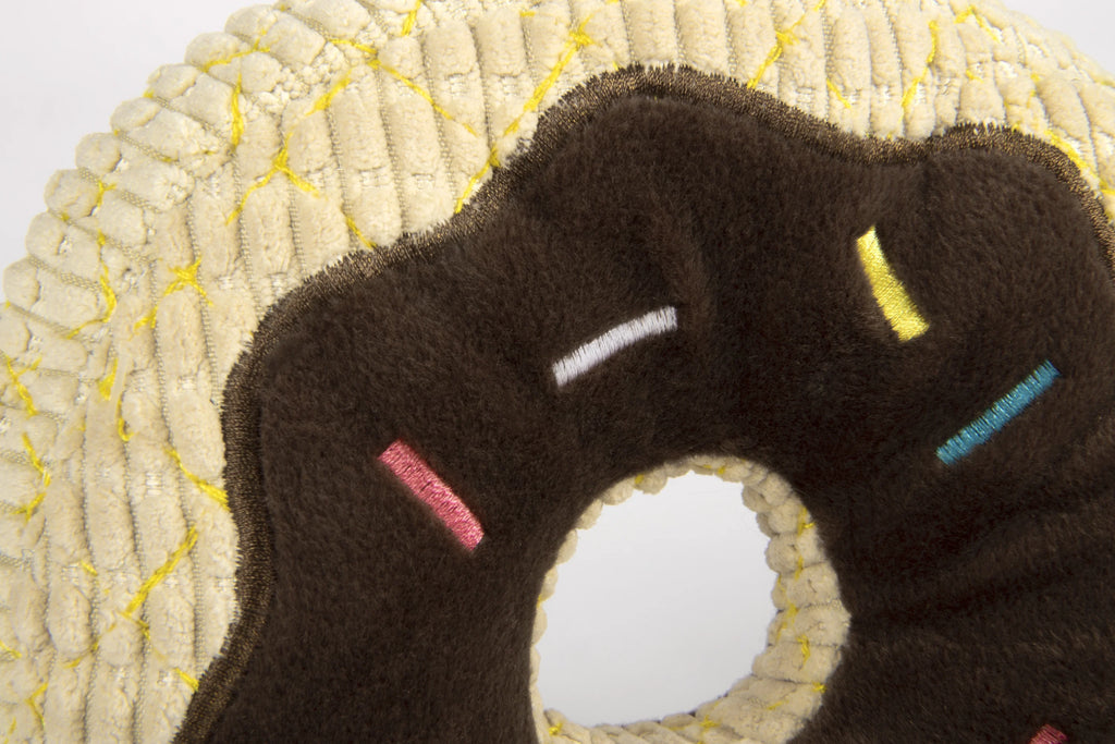 Chocolate Donut Durable Plush Squeaker Dog Toy, Brown, Large T438
