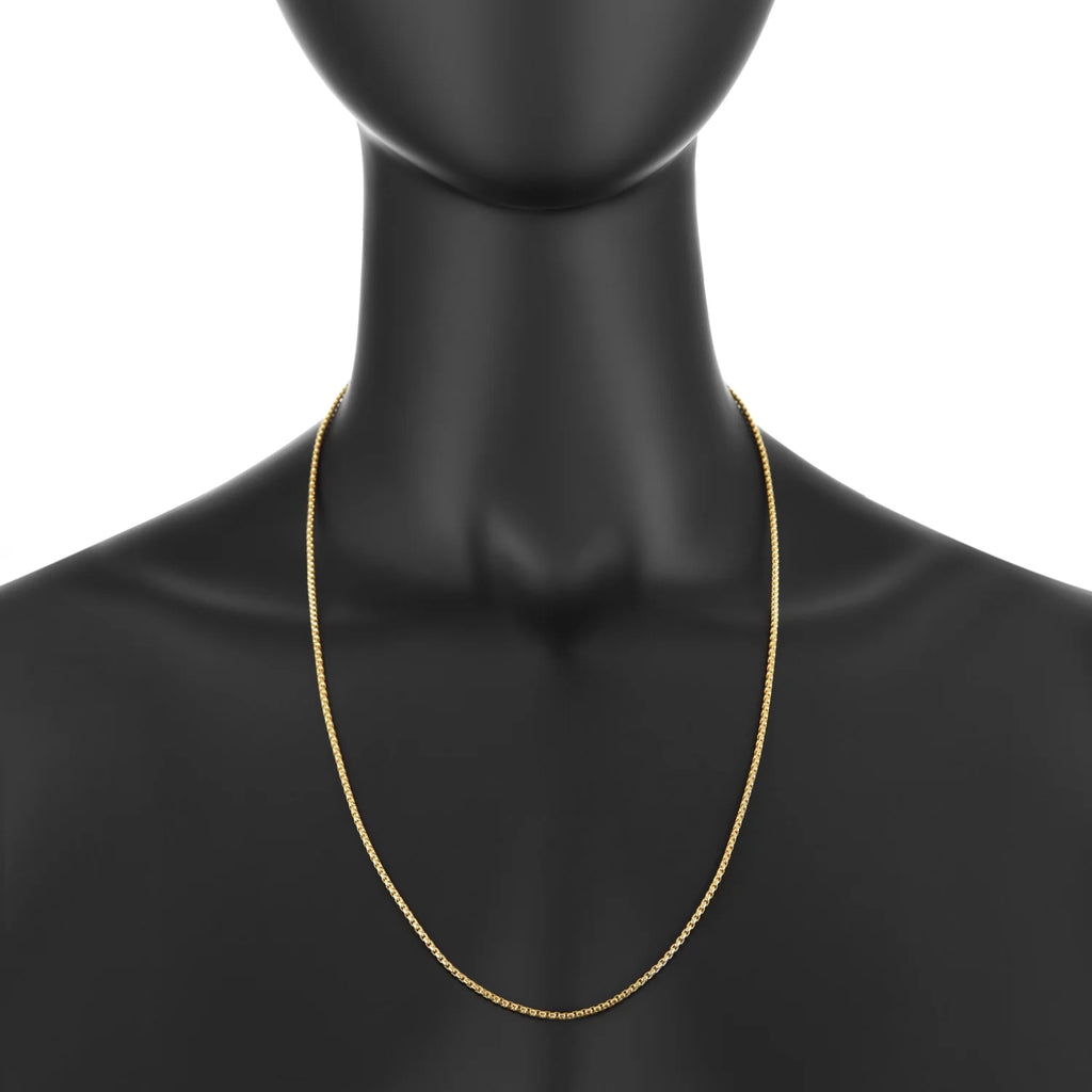 24k Yellow Gold Plated Stainless Steel Square Box Choker Chain Necklace, 16 inches R308247