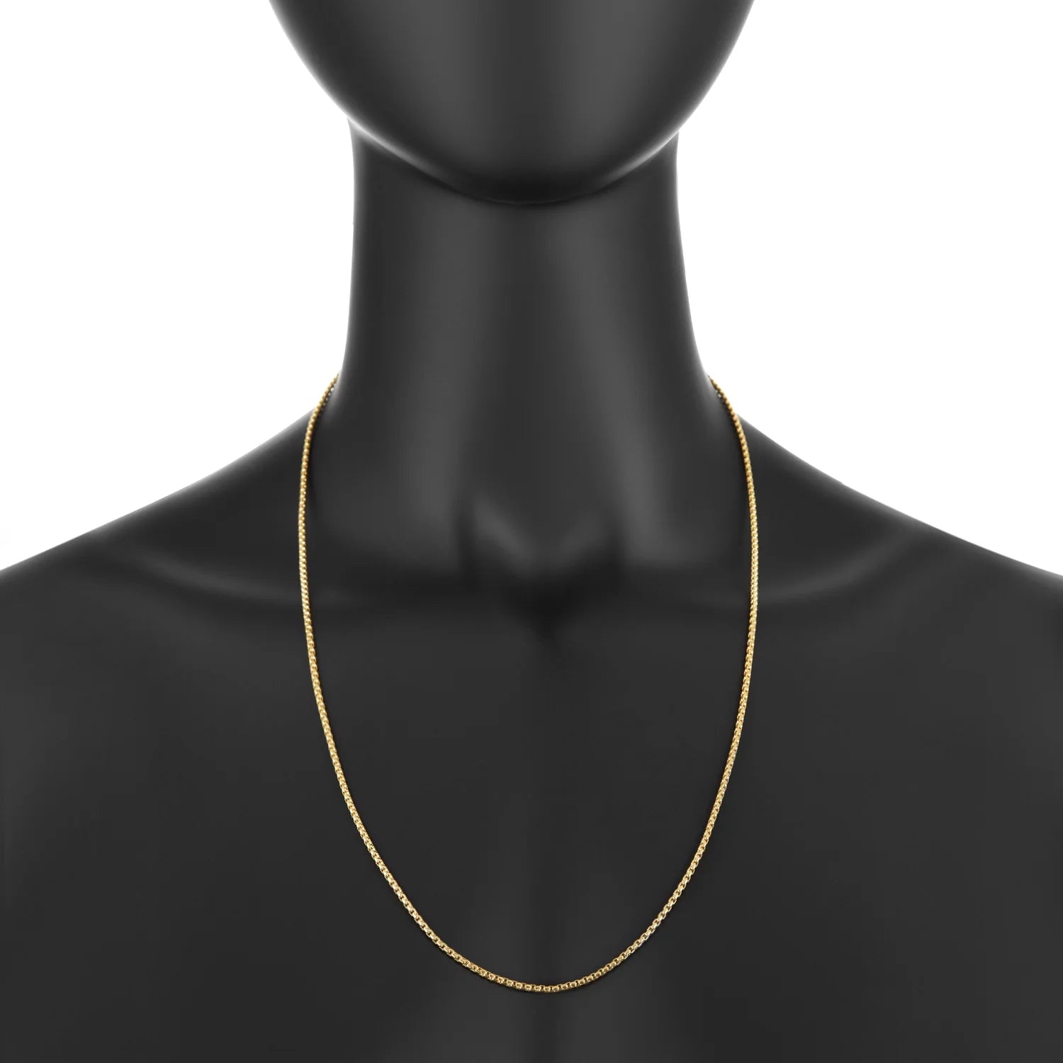 24k Yellow Gold Plated Stainless Steel Square Box Choker Chain Necklace, 16 inches R308247