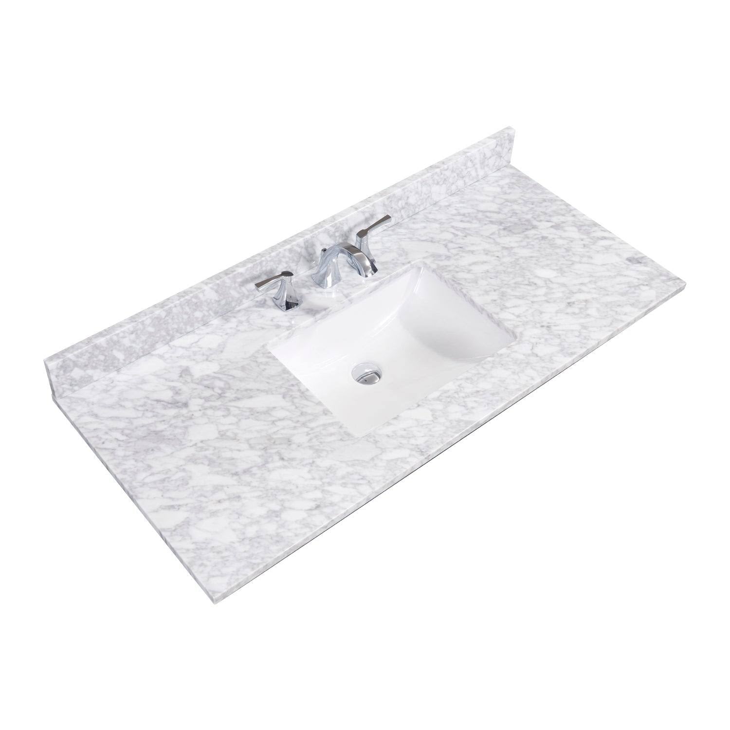 Carrara White Single Bathroom Vanity Top with Sink V6290