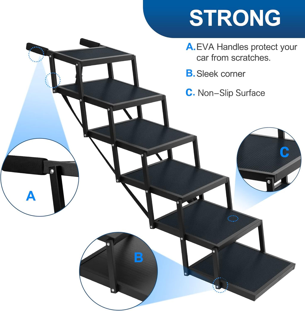 Foldable Aluminum 6 Step Dog Stairs with Nonslip Surface H899403