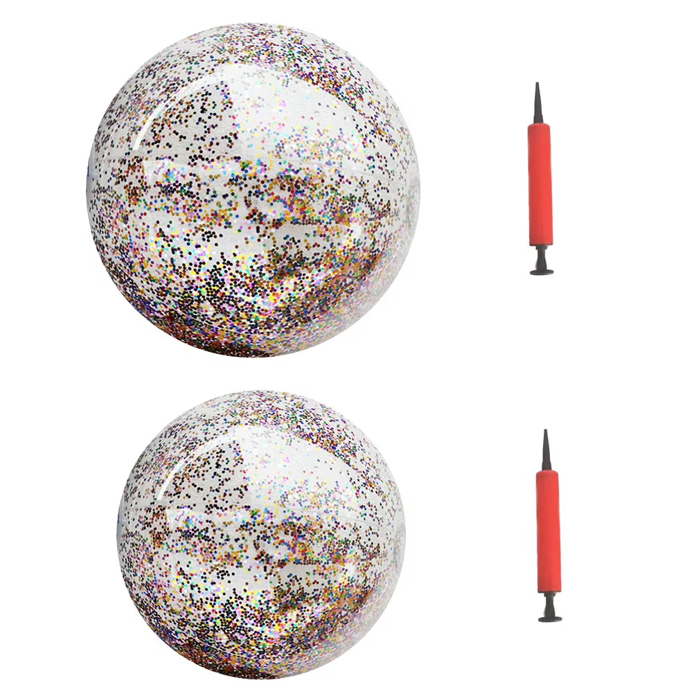 4pcs Glitter Sequin PVC Inflatable Beach Balls with Pumps K8869