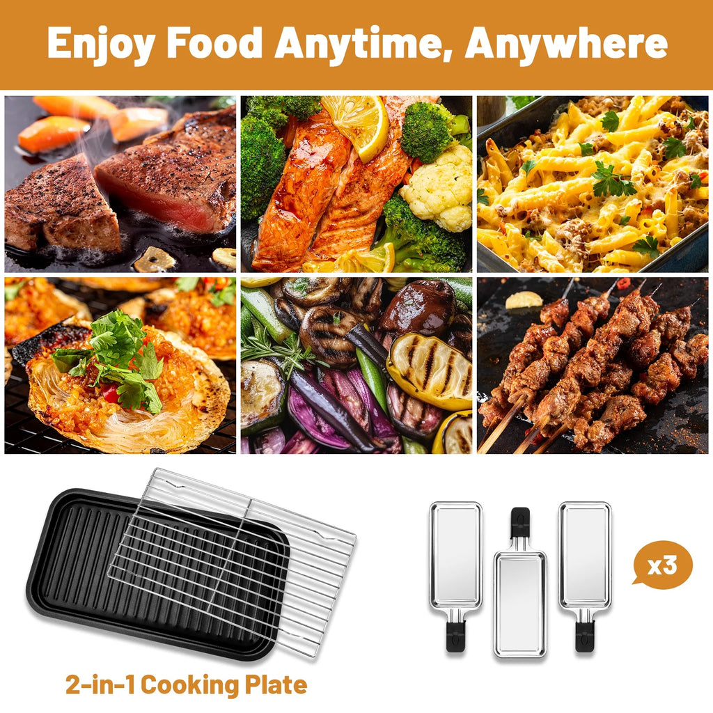 Non-Stick Portable Electric Indoor Grill with Removable Plate G204