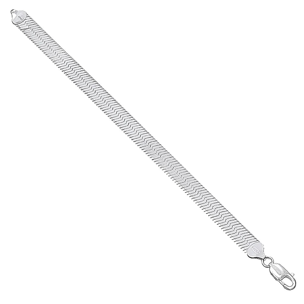 8.7mm Solid .925 Sterling Silver Flat Herringbone Chain Bracelet L7948