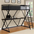 Twin Loft Bed in Black with Desk I527