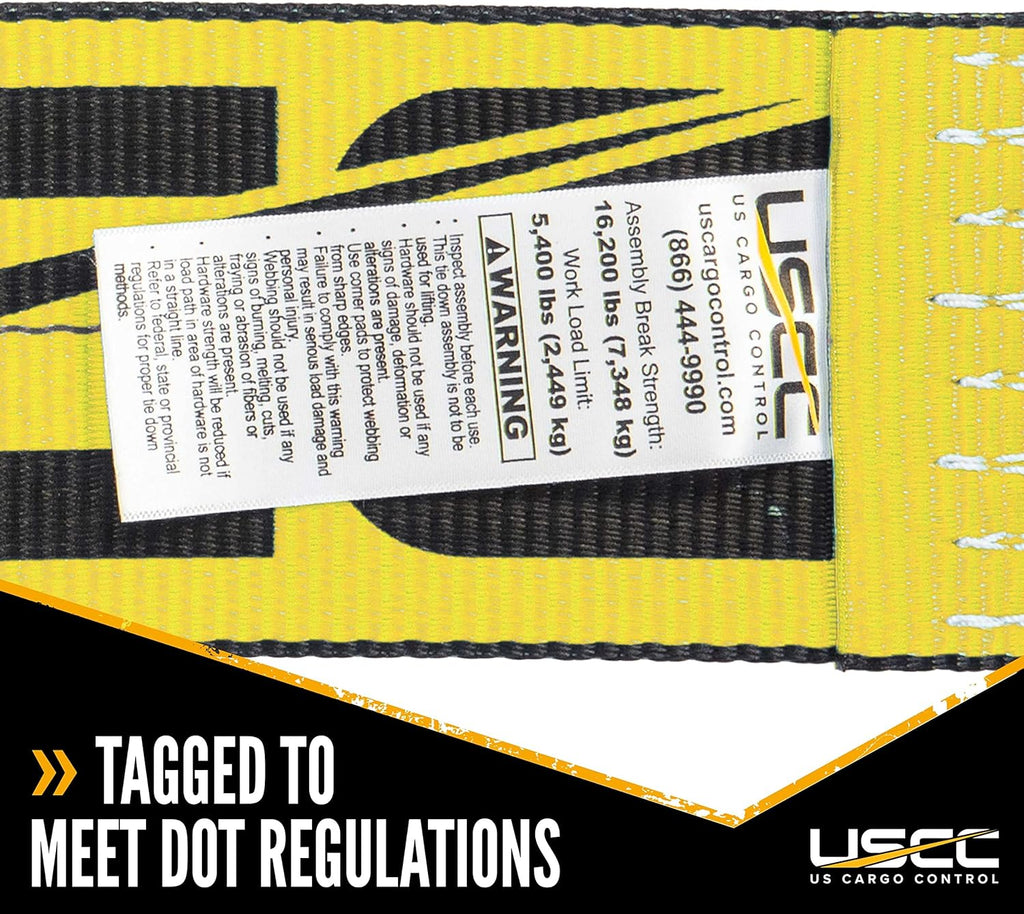 Yellow Ratchet Strap with Flat Hooks X31192
