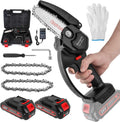 Mini Chainsaw 4-Inch Cordless Chain Saw 24V Battery Powered with Safety Lock, 2 Batteries 2 Chains Pack of 2 T59686